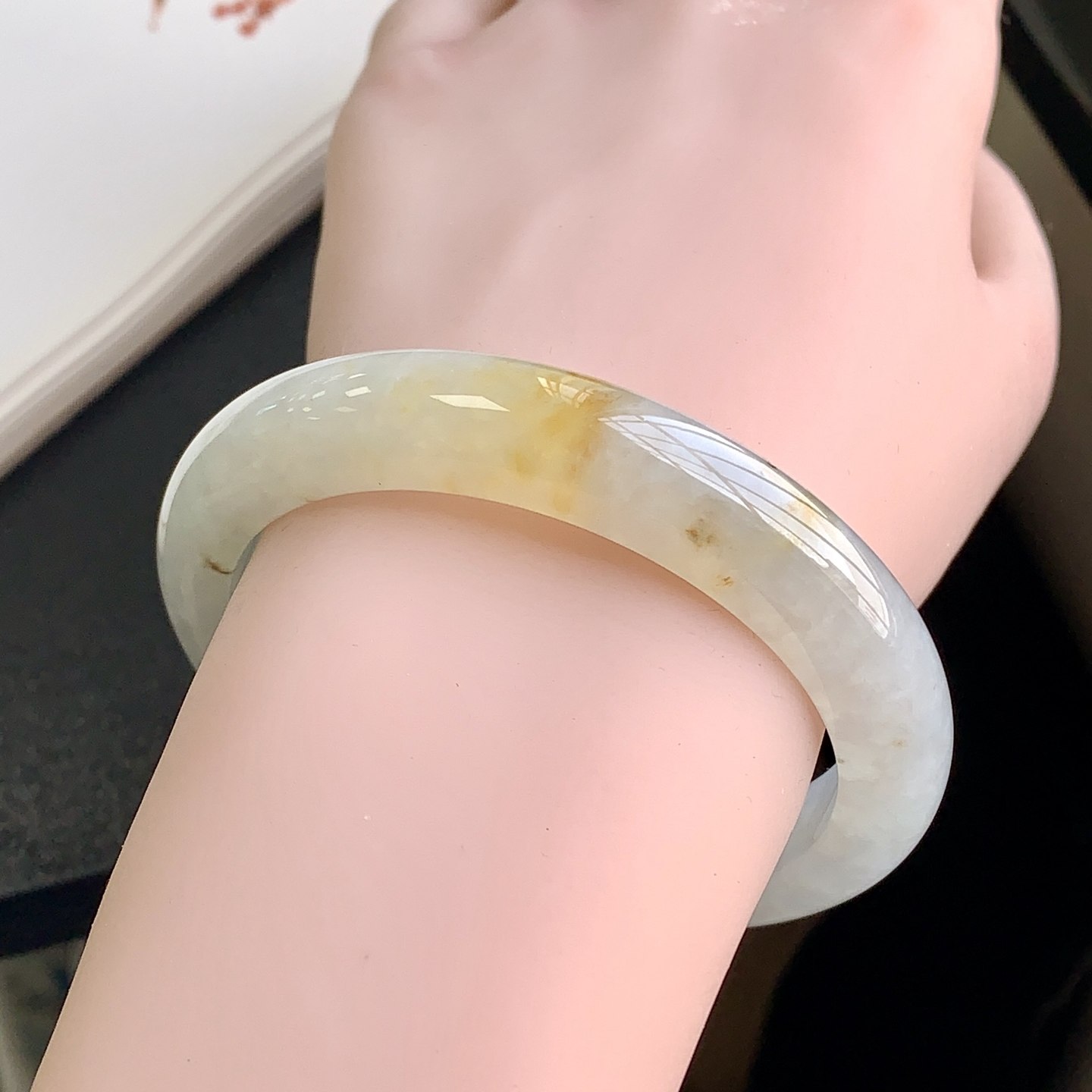 泗隆珠宝-缅甸天然A货翡翠手镯玉石玉器镯子 黄翡手镯56圈口