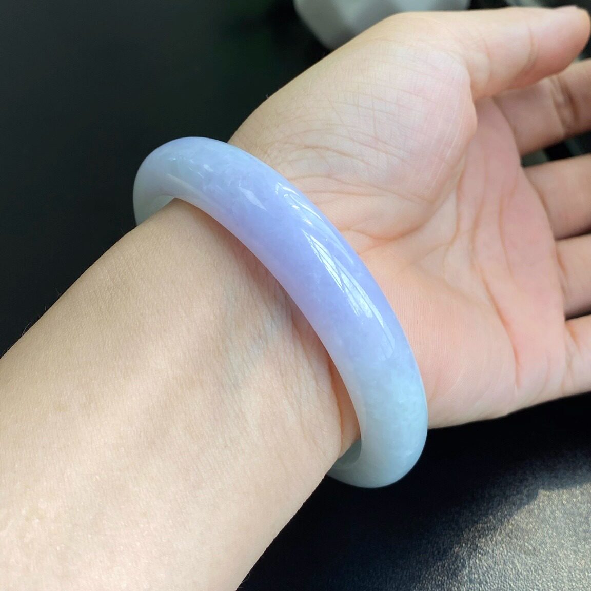 泗隆珠宝-天然A货翡翠手镯玉镯子女款 缅甸玉石紫罗兰手镯58圈口