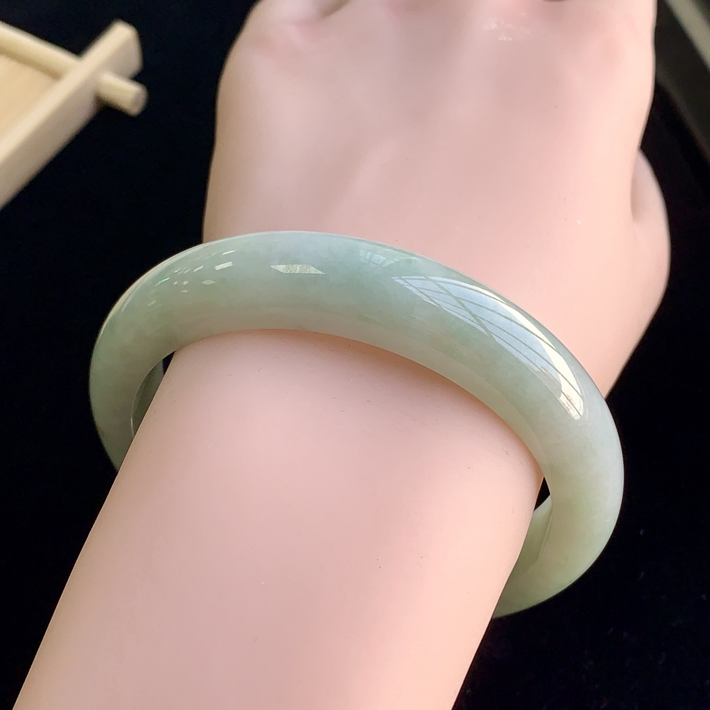 泗隆珠宝-缅甸天然A货翡翠手镯玉石玉器镯子 飘花手镯58圈口