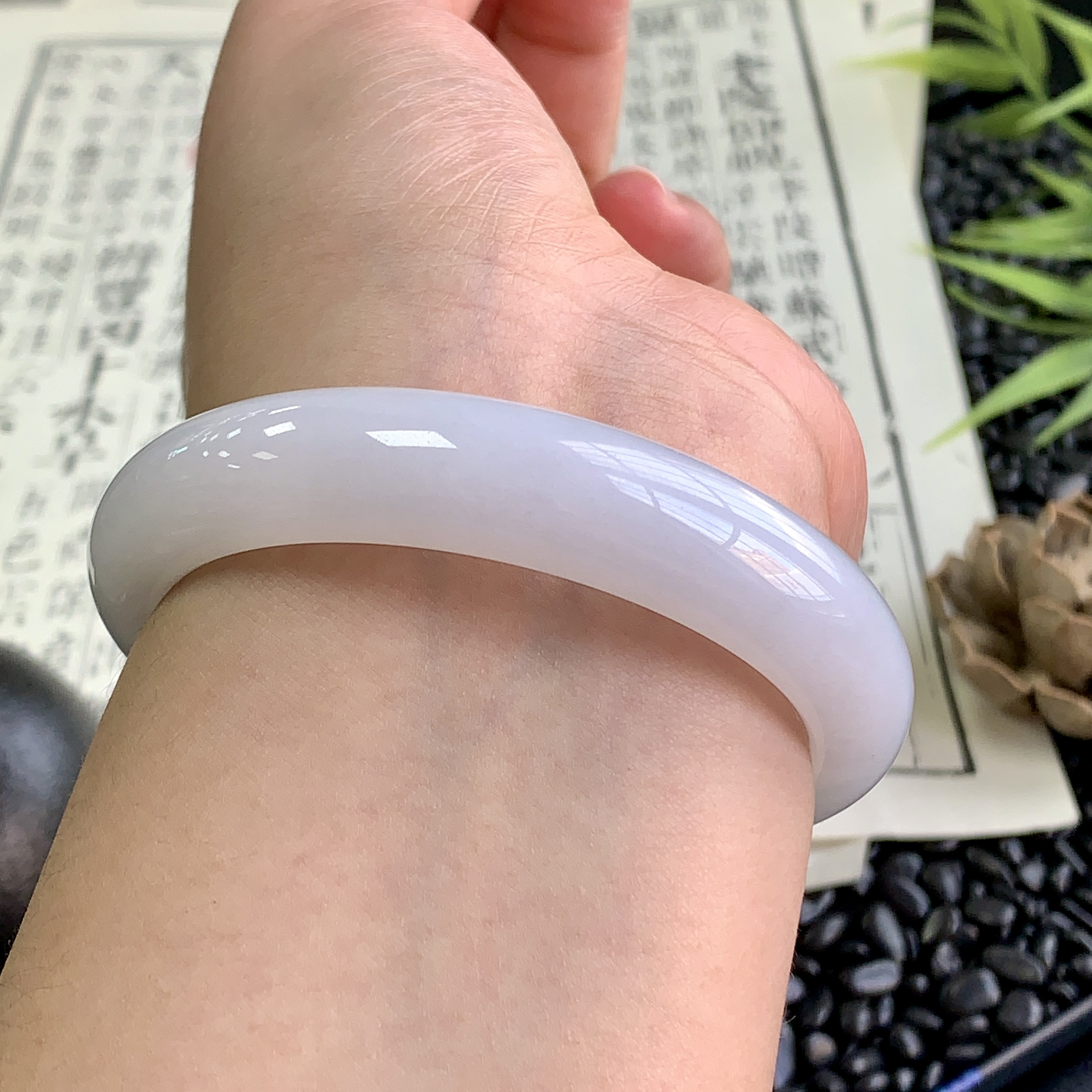 泗隆珠宝-缅甸天然A货翡翠手镯玉石玉器镯子 细糯种大圈翡翠手镯