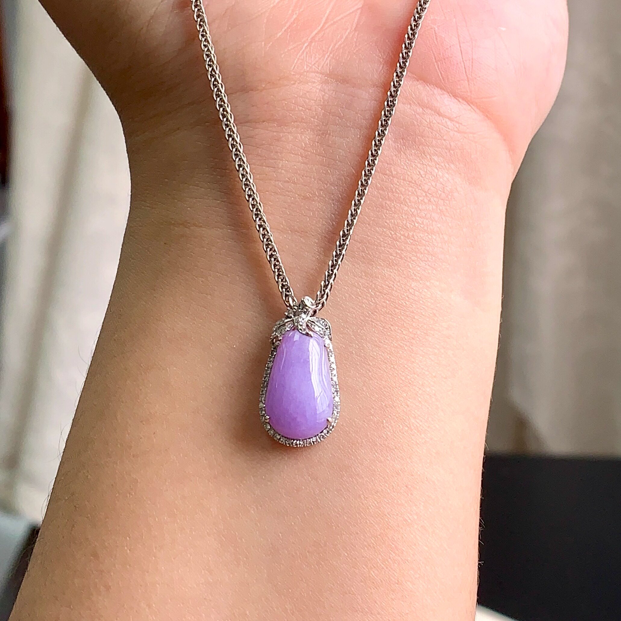 泗隆珠宝-天然A货翡翠福瓜吊坠 缅甸玉石18k紫罗兰福瓜挂件女款