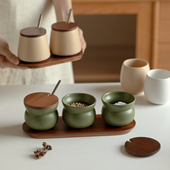 复古厨房调味佐料盒盐味精辣椒家用陶瓷调料罐调味组合套装 中古风