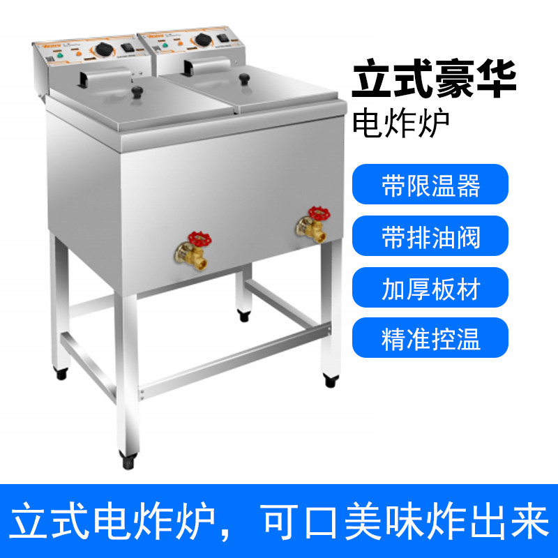 汇利HY-905立式商用电炸炉双缸大容量油炸锅炸串薯条油炸机电炸箱