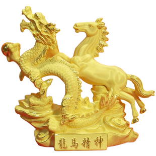 绒沙金摆件双马奔腾金马新年礼物生肖生日商务礼品创意家居工艺品