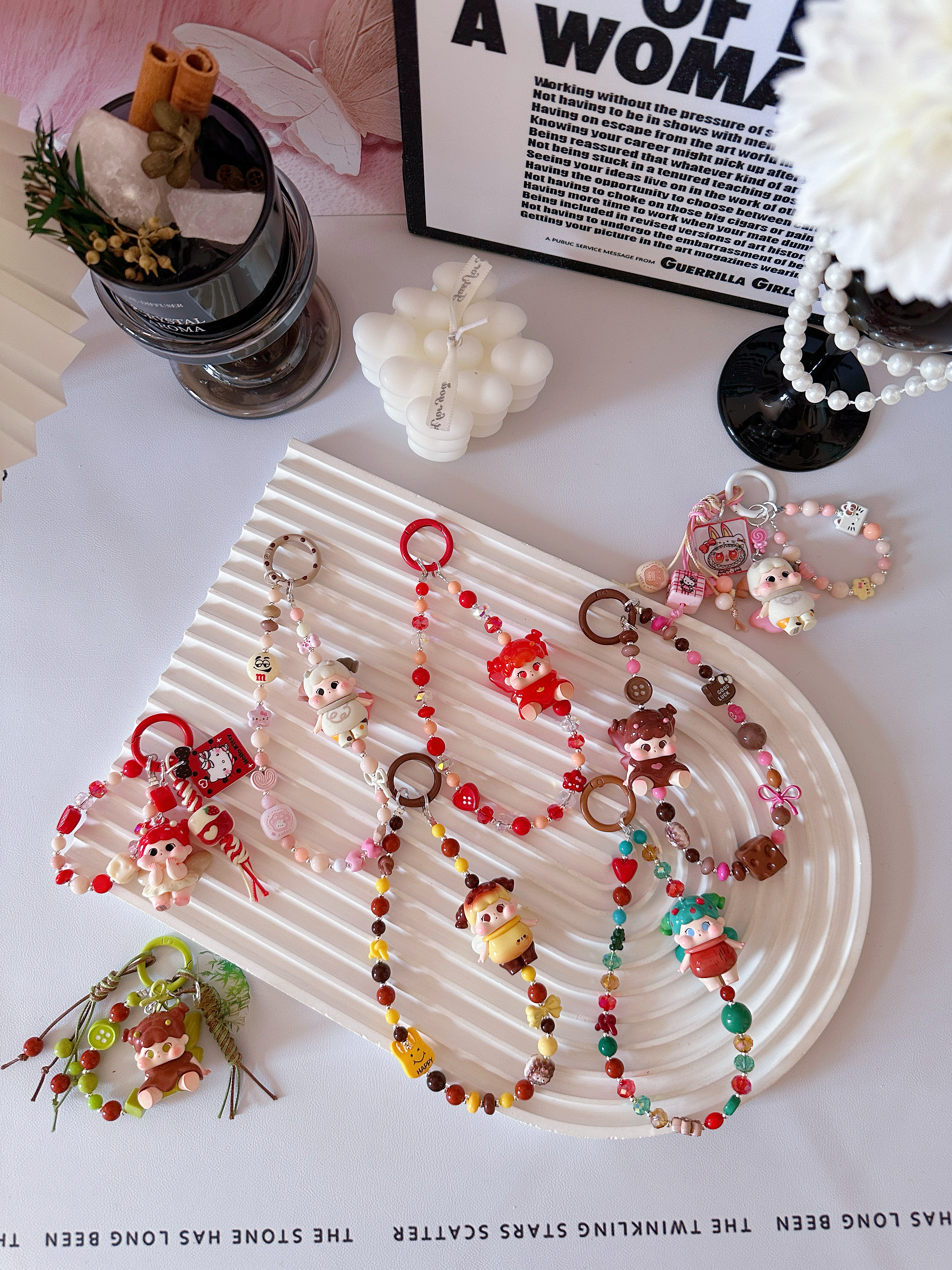 正版新品qoqo萌粒diy手机链小提溜miu系包挂钥匙扣挂件成品ins风