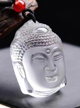 天然白水晶观音吊坠 白水晶释迦摩尼佛头吊坠男项链饰品男女款