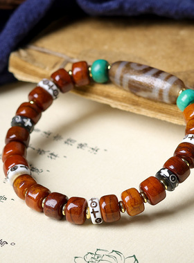 2025冬季上新藏饰牦牛骨桶珠手链原创文玩三眼天珠手串民族风饰品