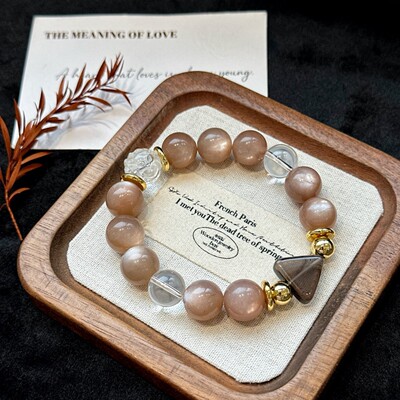 巧恩天然水晶高级感设计奶茶月光白水晶狐狸手链手串批发女款