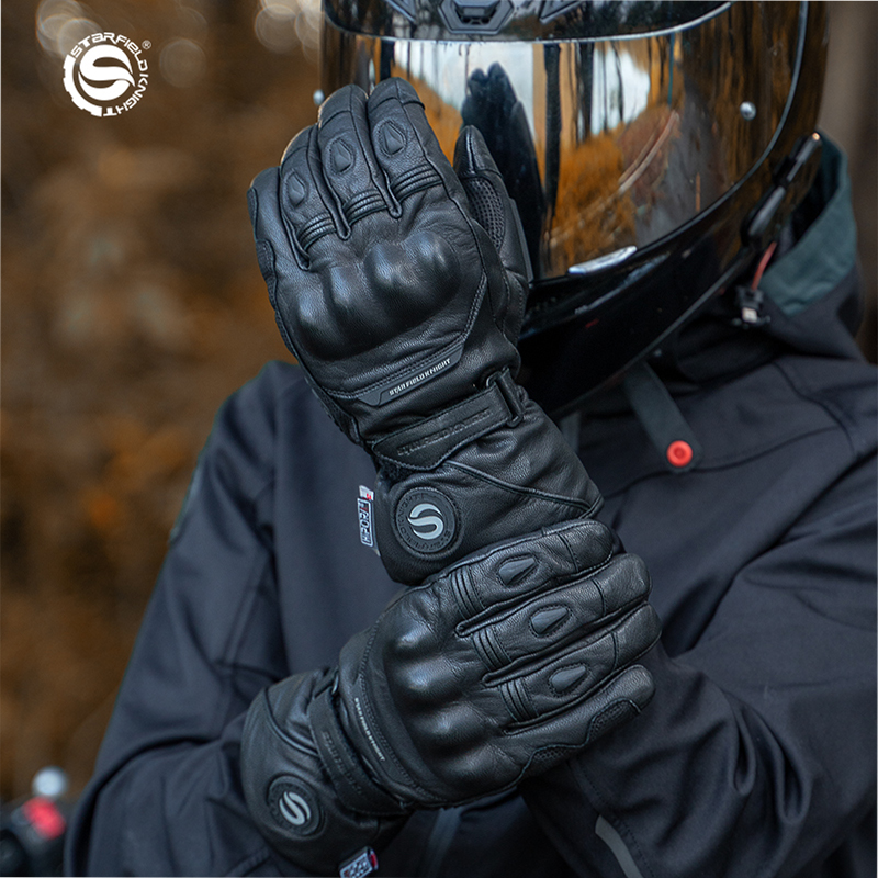 星空骑士手套电加热摩托车骑行冬