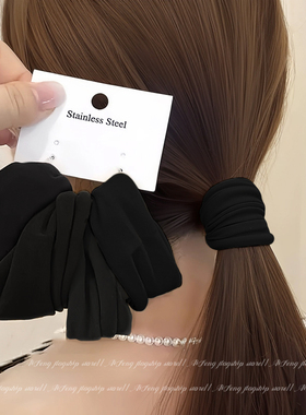 黑色百搭面膜肌头绳高弹力无缝发圈女2025新款高马尾发绳超宽皮筋