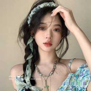 飘带发箍女2025新款绑发一体头箍齿梳编发发卡高级感洋气时尚发捆