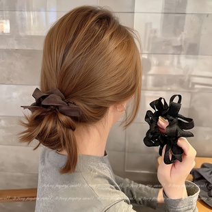简约蝴蝶结褶皱大肠发圈女发量少发绳扎头橡皮筋百搭头花头绳发饰