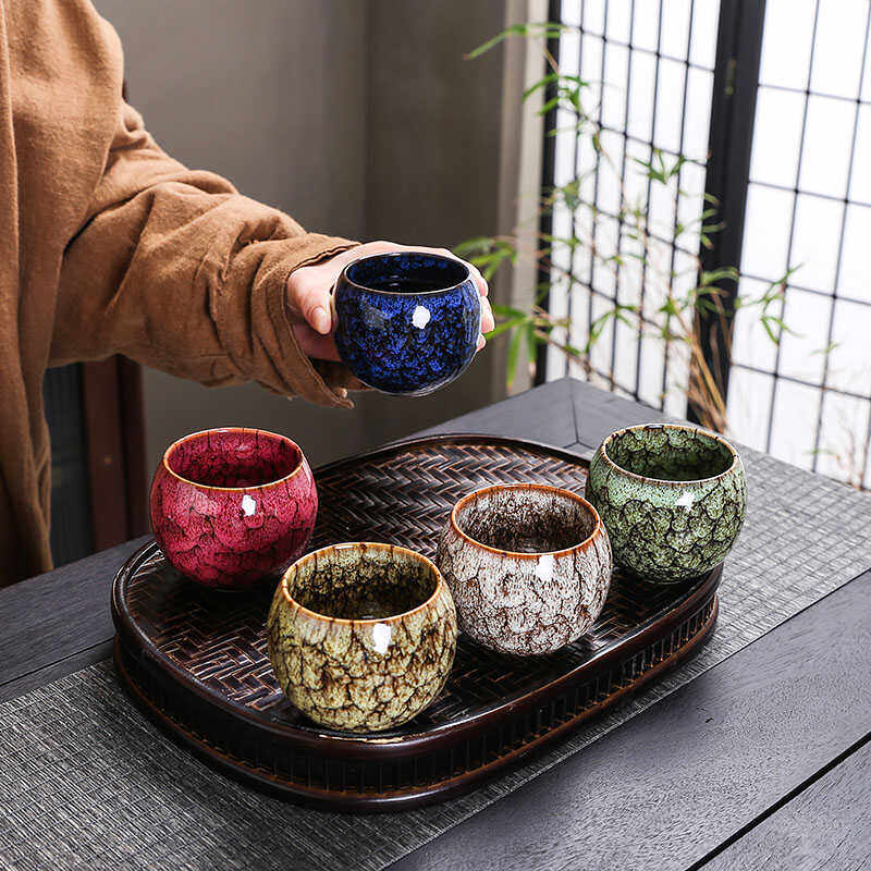 窑变茶盏主人杯单杯中式陶瓷建盏五行杯套礼盒装功夫品茗大茶杯子