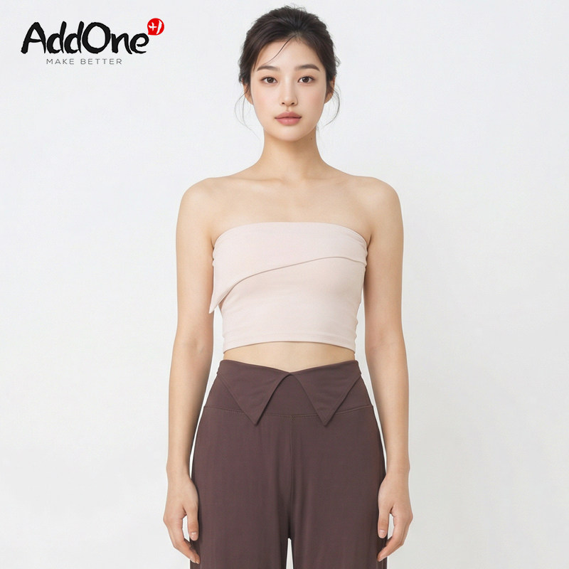 AddOne+1瑜伽普拉提运动上衣双层短款防滑抹胸瑜伽服背心