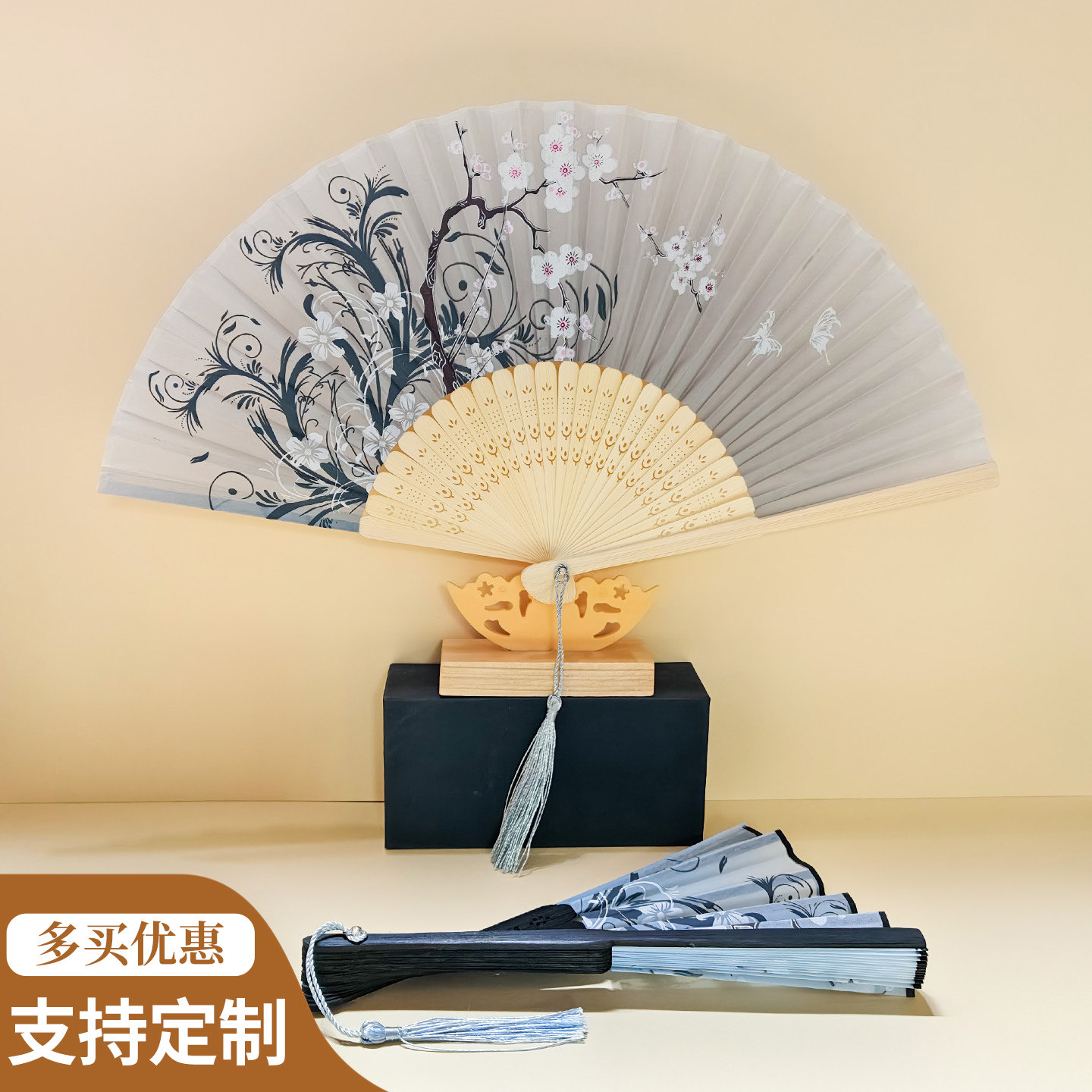 女士旗袍小折扇随身竹扇