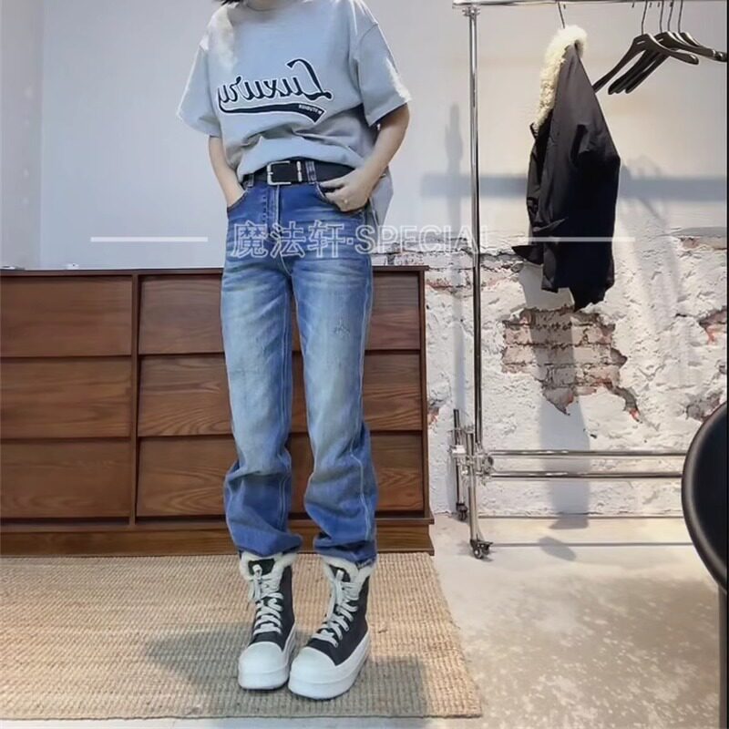 拼皮牛仔裤女2025新款