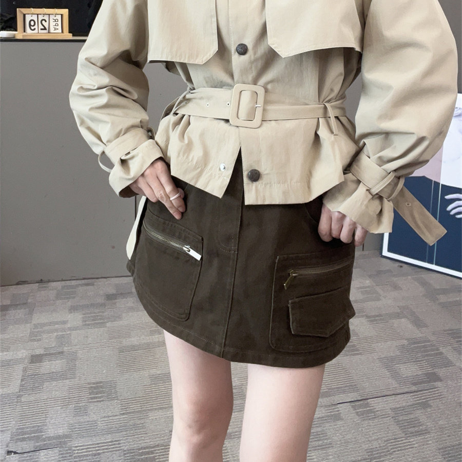 2026秋新工装拉链口袋裙裤女