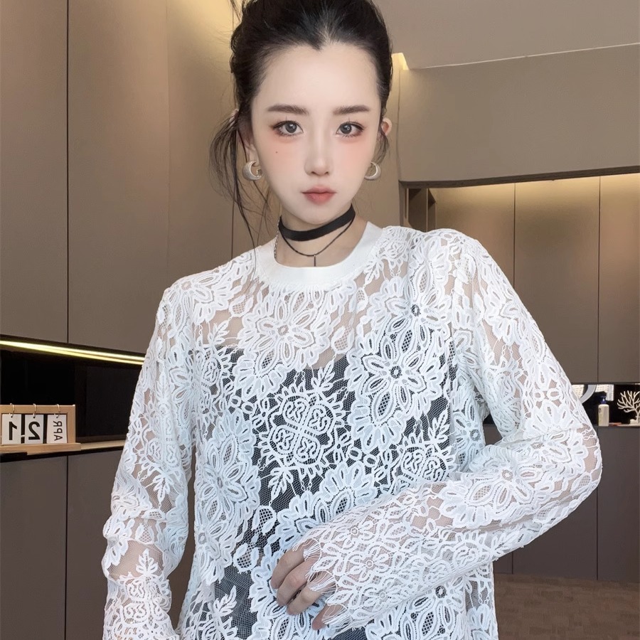 长袖蕾丝衫女2025新款