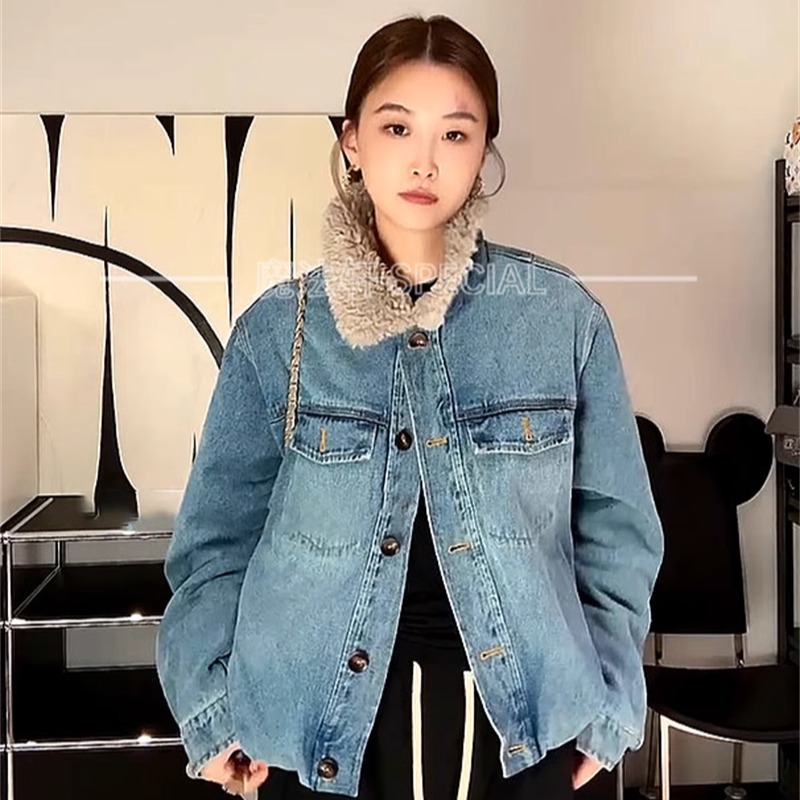 加棉牛仔外套棉服女款2025冬季