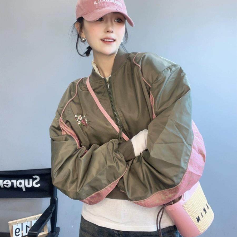 【现货】外套女气质欧洲站早秋新款女装拼色短款飞行员夹克上衣,女装/女士精品,短外套,淘宝优惠券,粉丝福利购,淘宝优惠卷