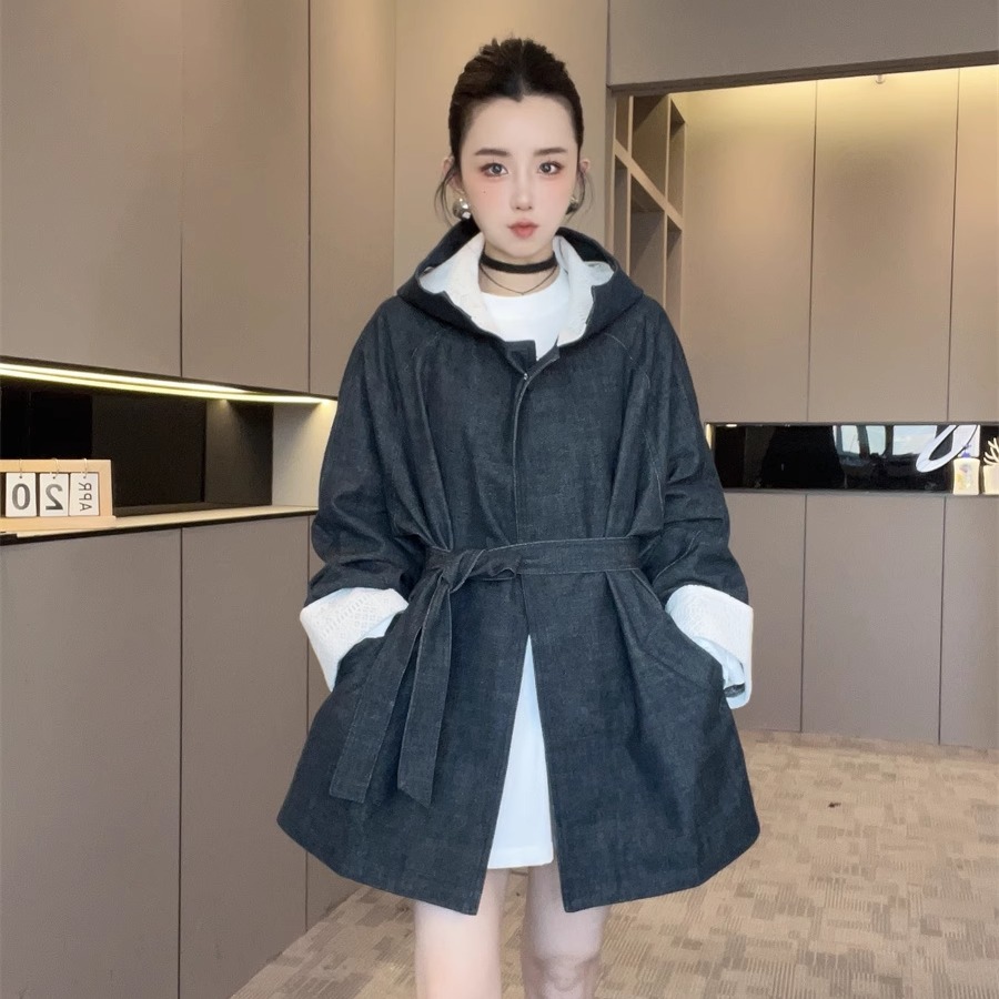 连帽牛仔外套女2025新款