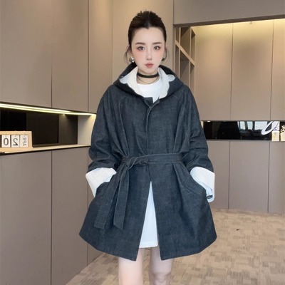 连帽牛仔外套女2025新款