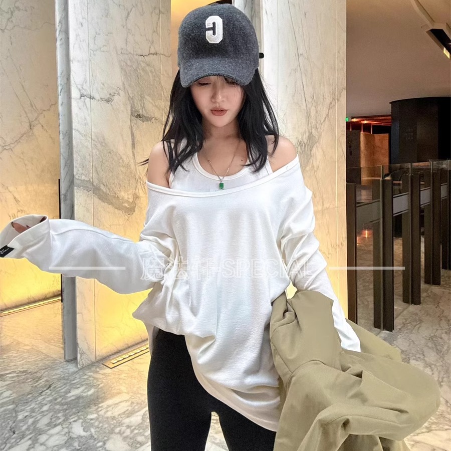 2025新款V领长袖上衣套装纯色