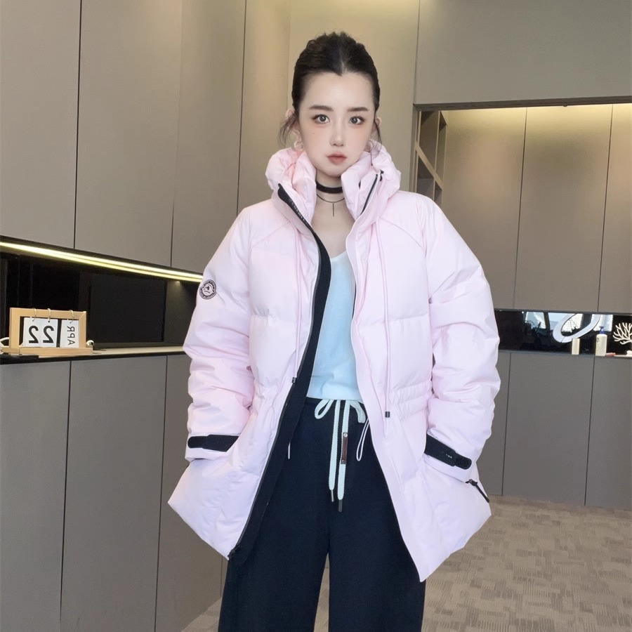 收腰软壳冲锋衣羽绒服女2025新款冬季外套中长款连帽派克服上衣潮