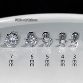 超闪白色锆石耳骨钉钛钢平底拧螺丝耳蜗钉睡觉免摘养耳洞耳钉女