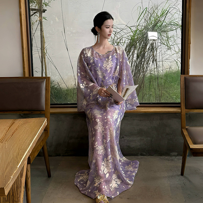 澄渔新中式剪花真丝飘逸连衣裙