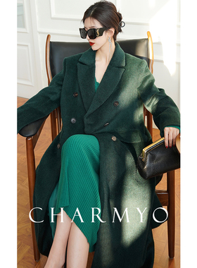 CHARMYO 祖母绿/波尔多酒红14um秘鲁SURI骆马绒羊驼毛皮草大衣