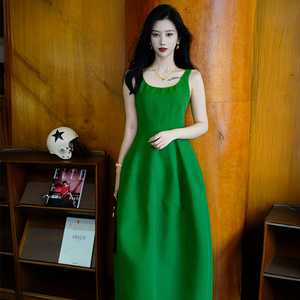 澄渔高定【碧玺美人】全手工高定立裁吊带连衣裙套装礼服裙