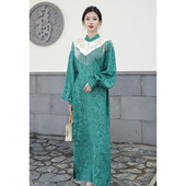 洒金正绢钉珠刺绣云肩真丝连衣裙套装 臻藏新中式 玉凰 澄渔高定