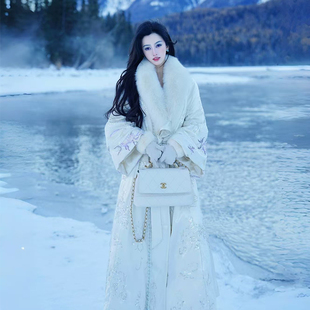 重磅白鹅绒刺绣狐狸毛领羽绒服外套 新中式 澄渔高定 暮云熹月