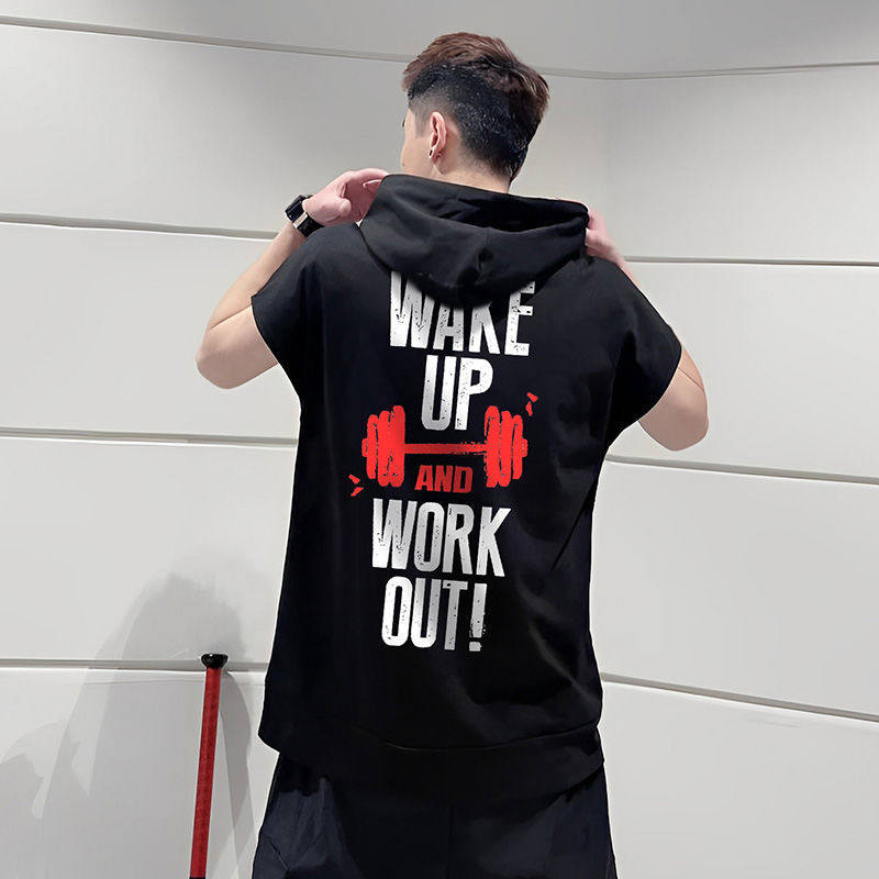 夏季男士潮流运动连帽薄背心马甲