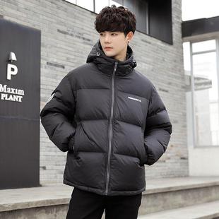 青少年潮牌羽绒服男孩连帽加厚外套帅气时尚潮流百搭保暖冬装上衣