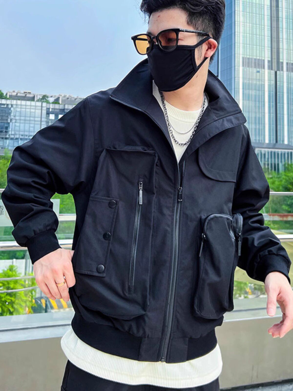 工装立领潮牌夹克外套男士