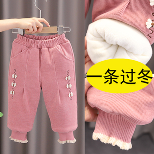 保暖外穿裤 婴儿童三层加厚女童夹棉冬季 子 一条过冬新款 女宝宝棉裤