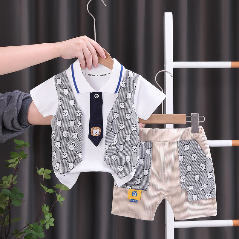 男宝宝小西装套装1-3周岁2夏季4小童帅气5婴幼儿男童抓周生日礼服