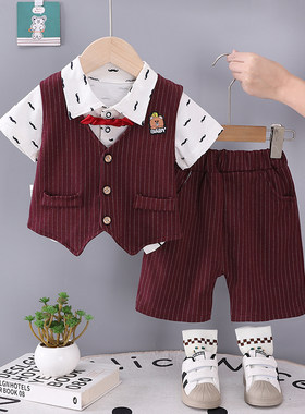 婴儿衣服帅气英伦风马甲衬衫