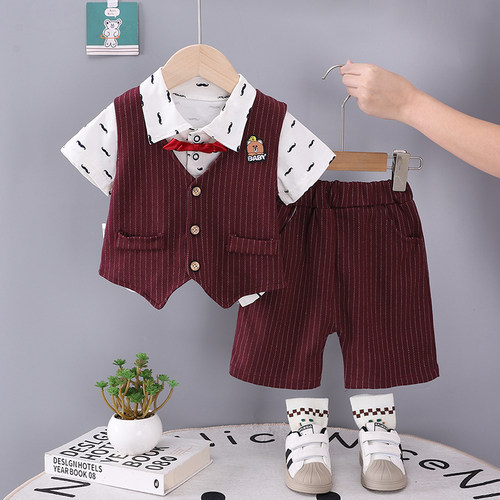 婴儿衣服帅气英伦风马甲衬衫