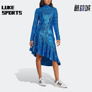 Adidas/阿迪达斯正品BLUE VERSION女子运动亮片连衣裙HR3414