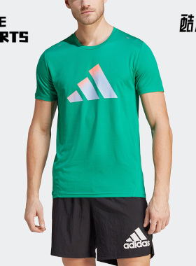 Adidas/阿迪达斯正品RUN ICONS 3 BAR跑步男子运动短袖HR3245