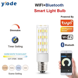 手机APP控制E14螺口台灯灯泡220V涂鸦WiFi蓝牙智能调光调色LED灯