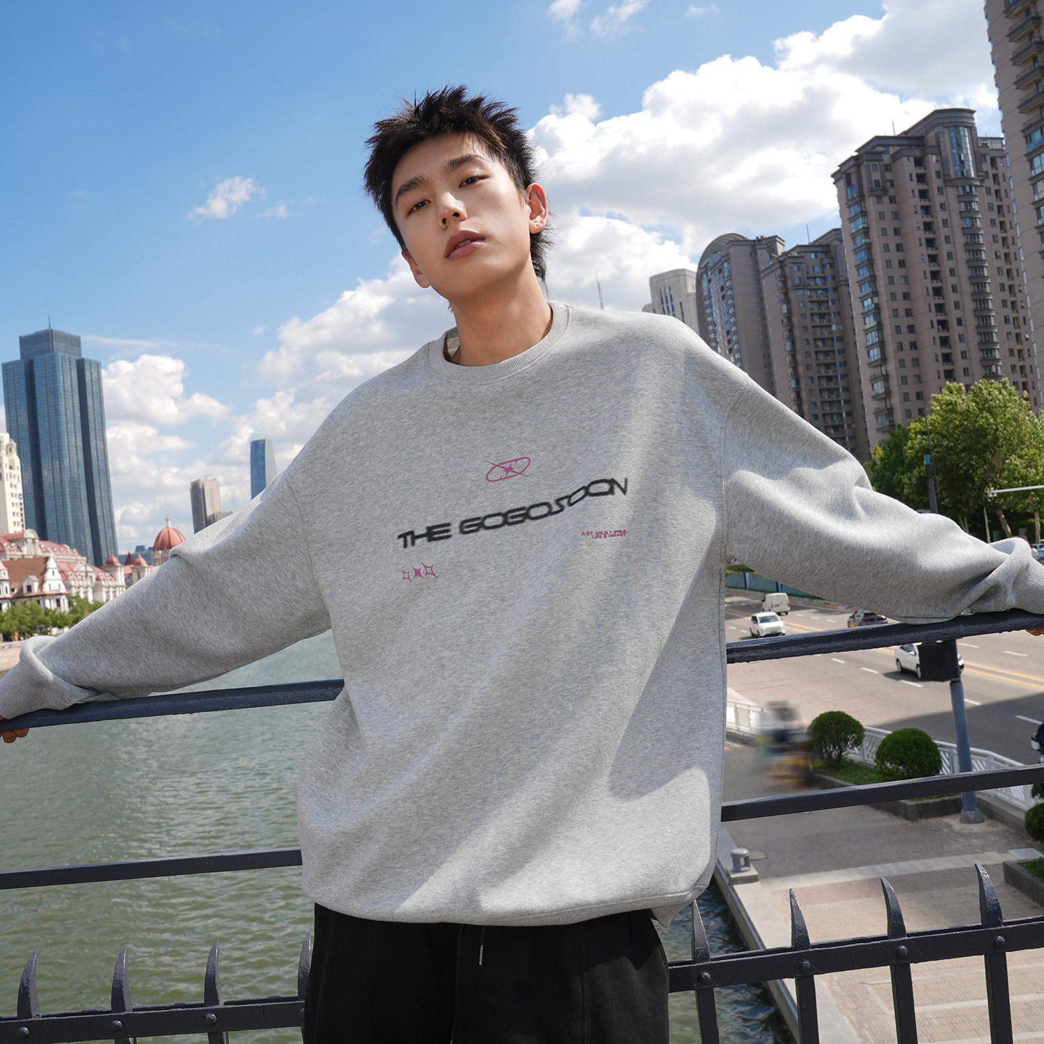 GOGOSOON卫衣男400g重磅新款春秋美式上衣印花质感宽松休闲圆领Q,男装,卫衣,淘宝优惠券,粉丝福利购,淘宝优惠卷