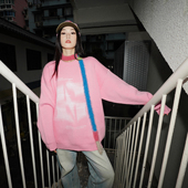 潮Q 加厚宽松圆领毛衣男本命年针织衫 张奕然同款 新年秋冬新款