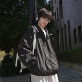 GOGOSOON后背字母厚板印花夹克外套男2026新款 春秋金属标连帽轻薄