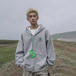 田嘉瑞同款GOGOSOON男装拉链开衫连帽卫衣外套春秋新款青少年高级