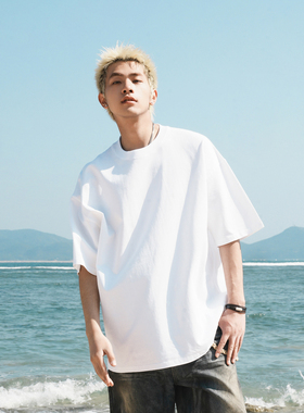 吴宇恒同款oversize短袖T恤男300g新款夏季白色内搭纯棉美式上衣