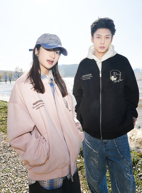 GOGOSOON外套男2025新款春秋情侣棒球服夹克鹿皮绒美式潮牌上衣Q
